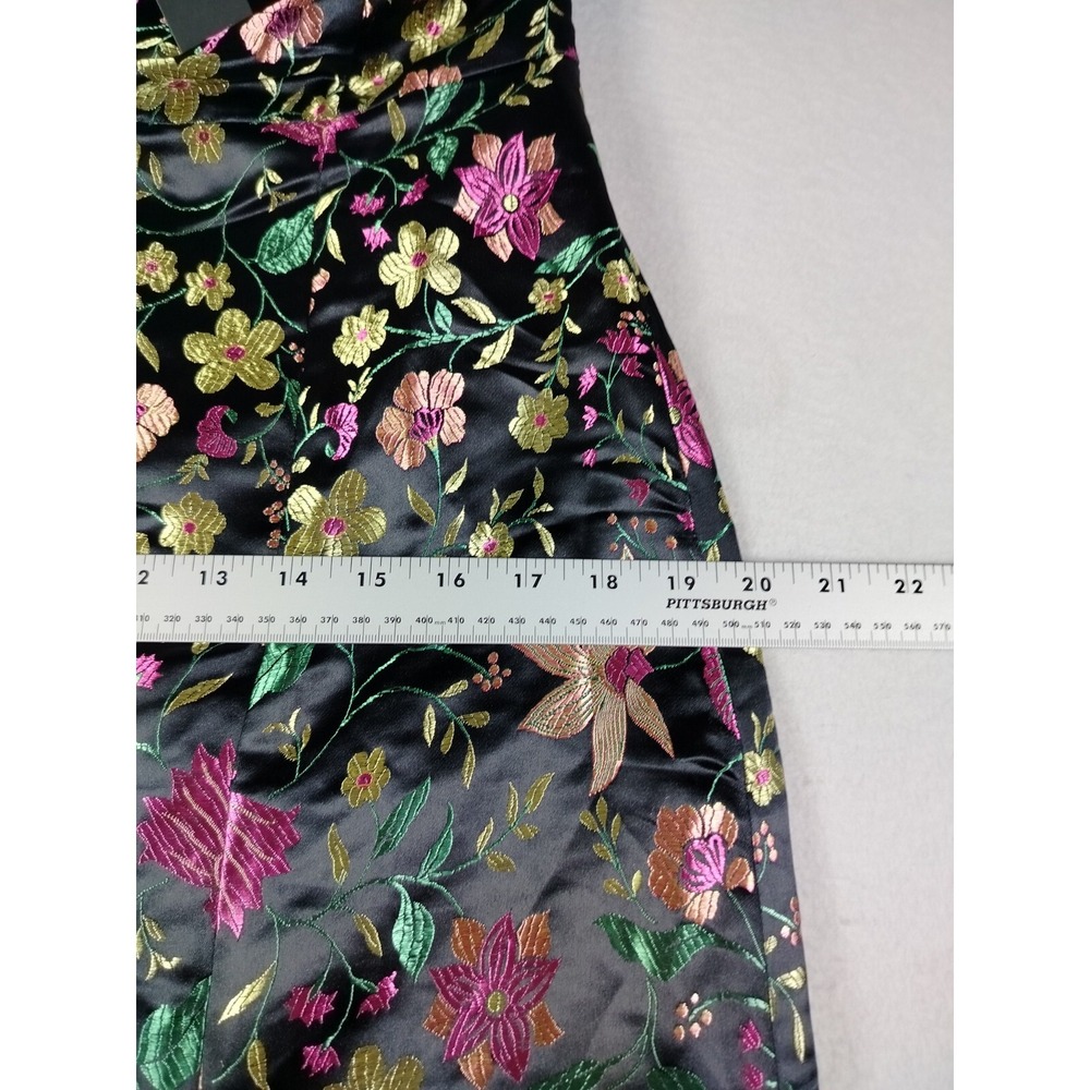 Lulus Midi Dress Women Medium Make a Move Black Satin Floral Jacquard Strapless - Picture 10 of 10